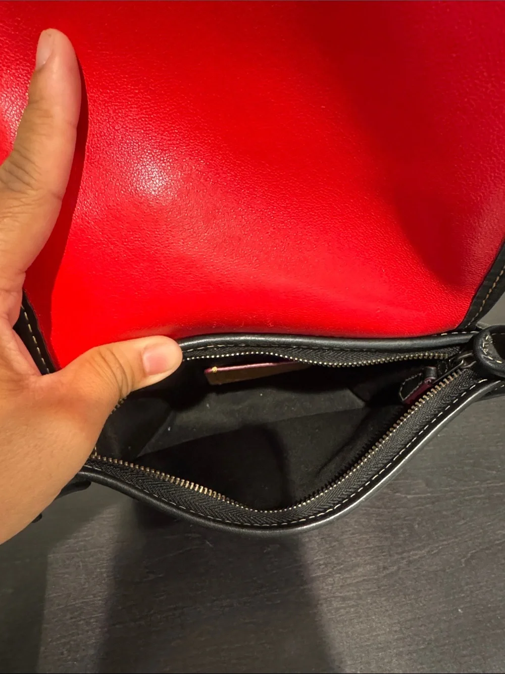 Black Leather Crossbody with Playful Ear Detail